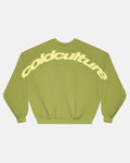 CURVED CREWNECK LIGHT GREEN - light green oversized crewneck sweatshirt, back view - Cold Culture