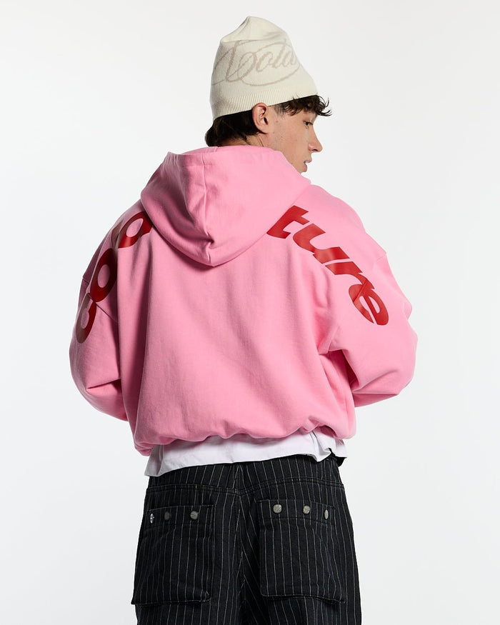 NEW CURVED ZIP HOODIE PINK & RED - COLD CULTURE #man