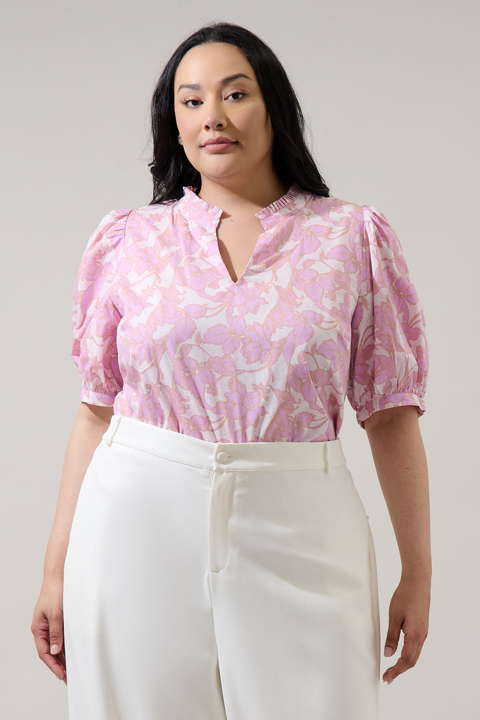 Daney Floral Terri Puff Sleeve Top Curve