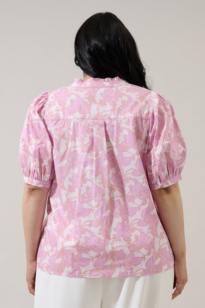 Daney Floral Terri Puff Sleeve Top Curve