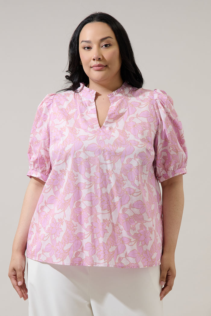 Daney Floral Terri Puff Sleeve Top Curve
