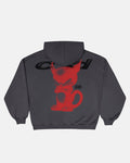 DEMON HOODIE GREY - grey graphic print hoodie, back view - Cold Culture