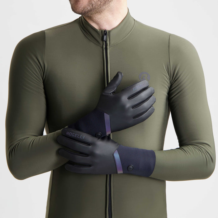 Rogelli Distance fietshandschoenen winter heren zwart gedragen voorkant.