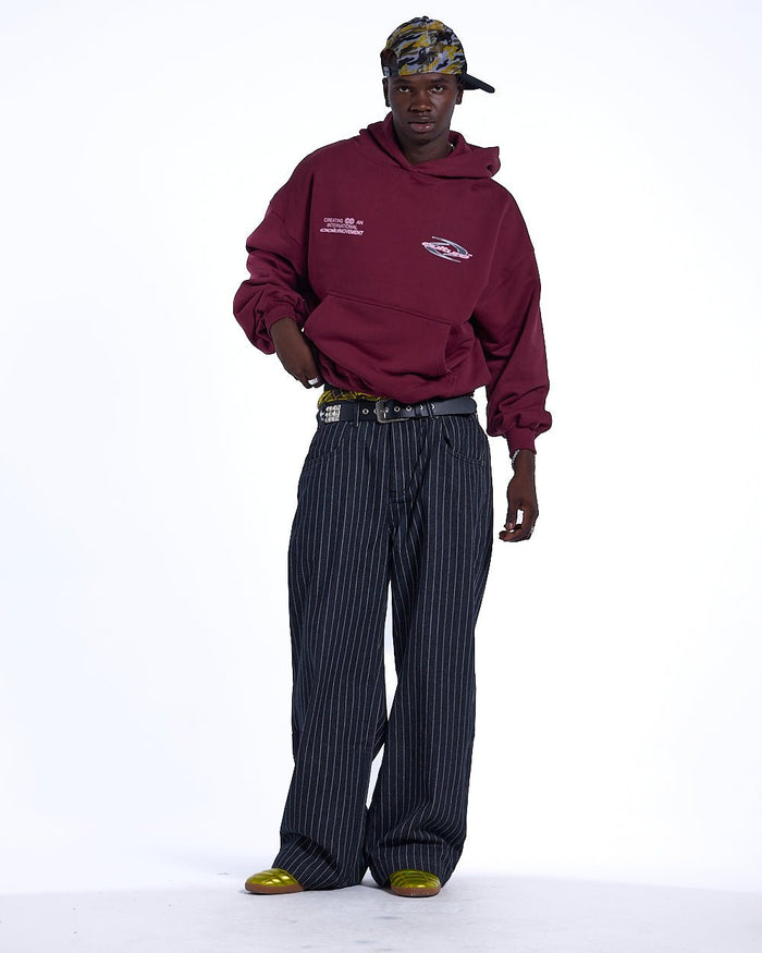 DYNAMIC HOODIE BURGUNDY - burgundy oversized hoodie, front view on male model - Cold Culture #man
