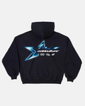 ELECTRIC SHINE HOODIE BLACK - black graphic print hoodie, back view - Cold Culture