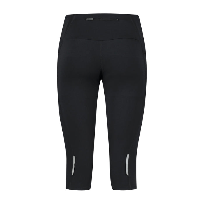Rogelli Essential driekwart hardloopbroek dames zwart achterkant.