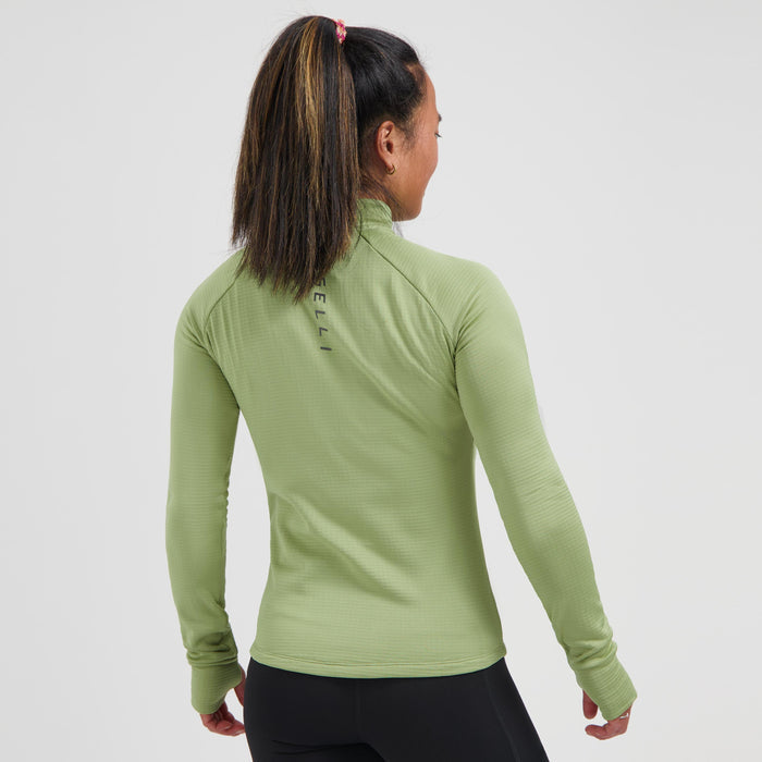 Rogelli Essential hardlooptop lange mouw dames sage gedragen achterkant.