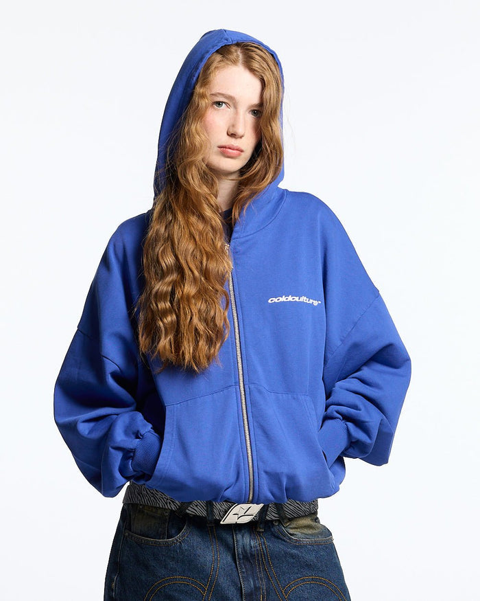 ESSENTIAL ZIP HOODIE ELECTRIC BLUE - COLD CULTURE #woman