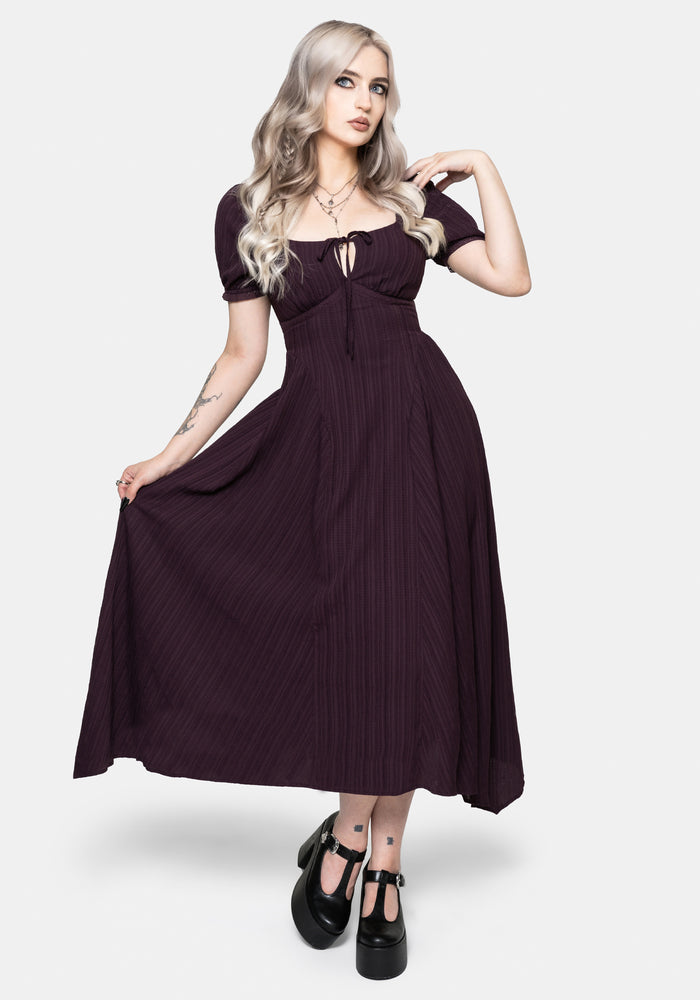 Fenella Keyhole Midi Dress - Plum
