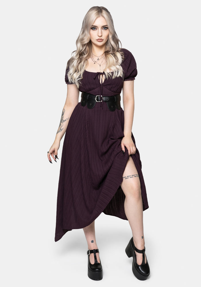 Fenella Keyhole Midi Dress - Plum