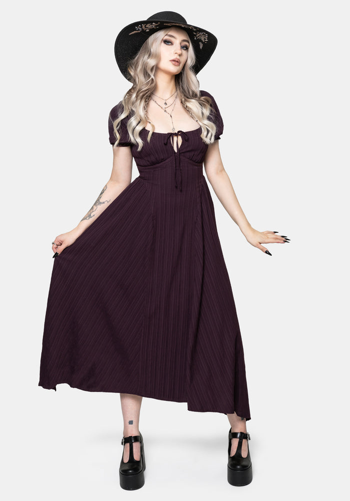 Fenella Keyhole Midi Dress - Plum