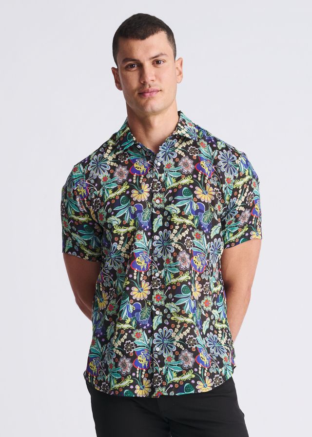FLORAL LIGHTWEIGHT LINEN TENCEL S/S SHIRT