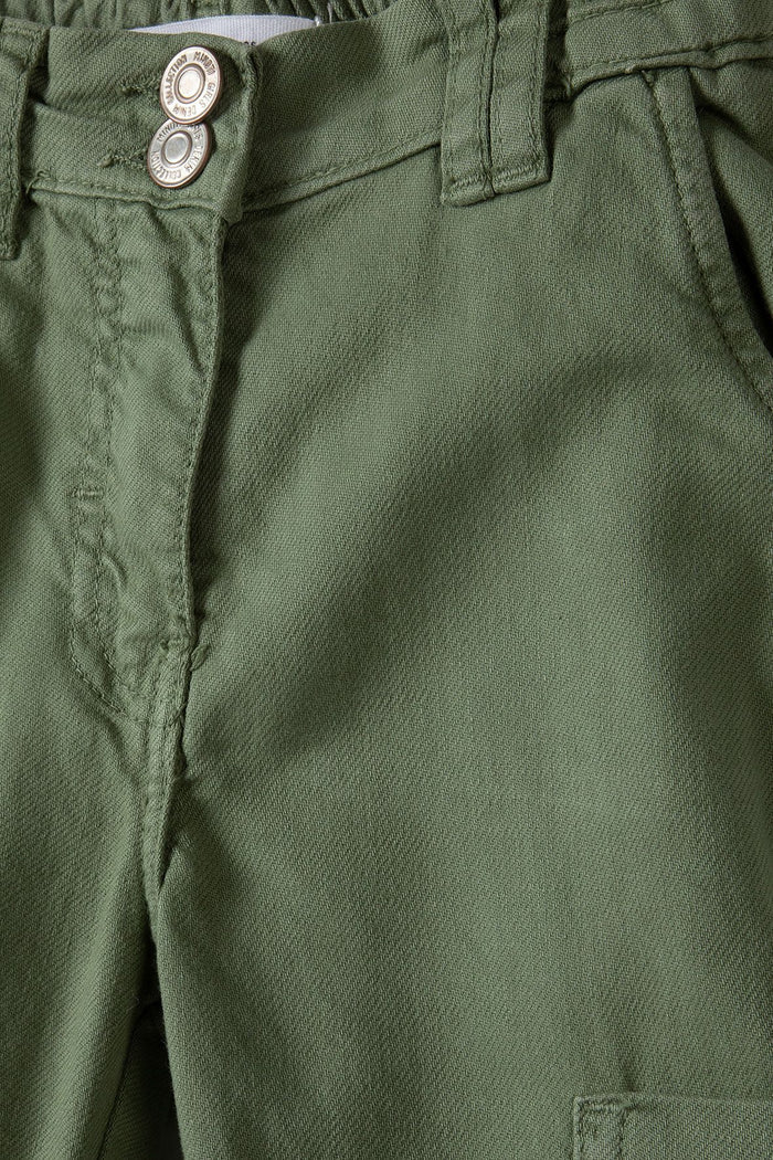 Cargo Trousers, Khaki, Elasticated Waist - 4