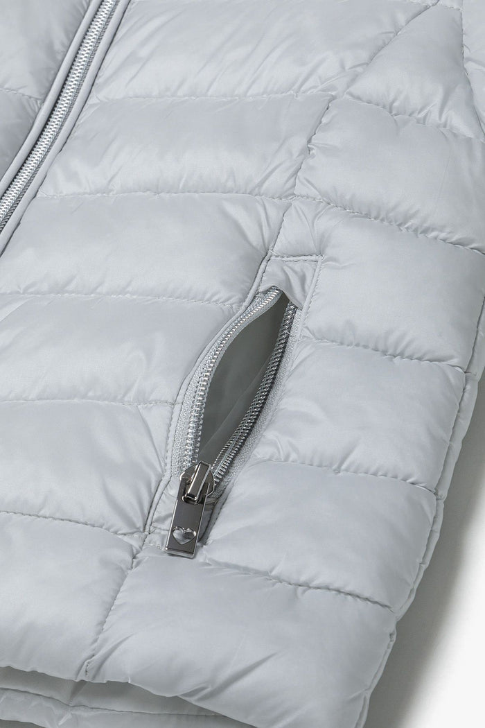 Quilted Puffer Jacket, Silver, Lightweight - 6