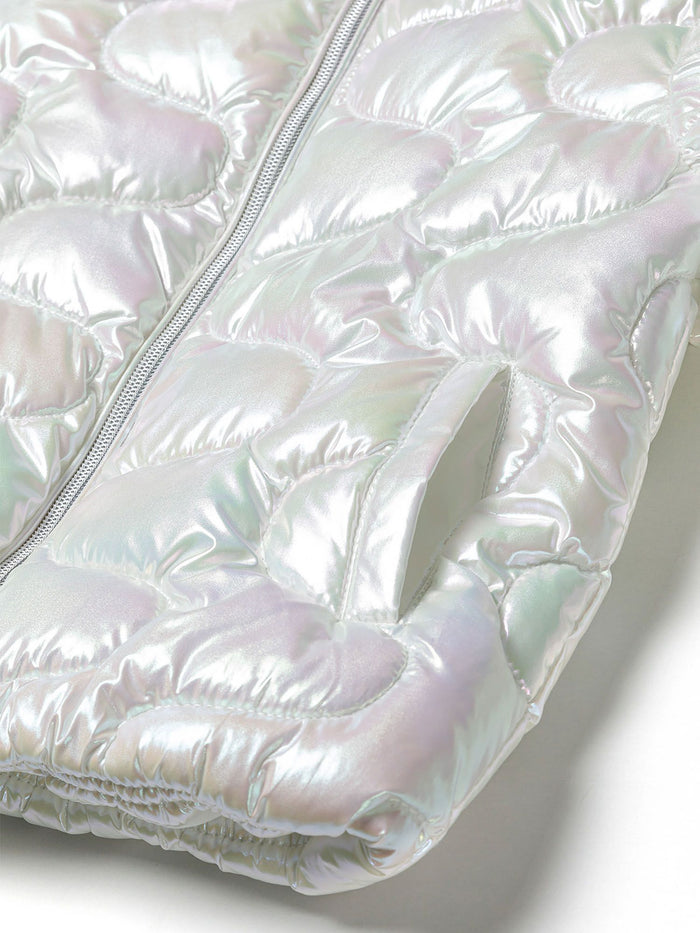 Quilted Puffer Jacket, Iridescent White - 5
