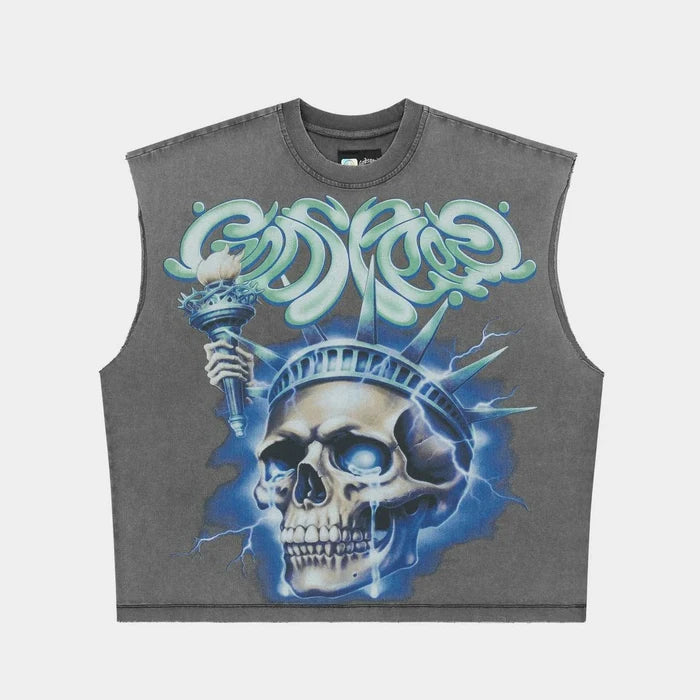 Godspeed- Liberty Tears Sleeveless - Grey Wash