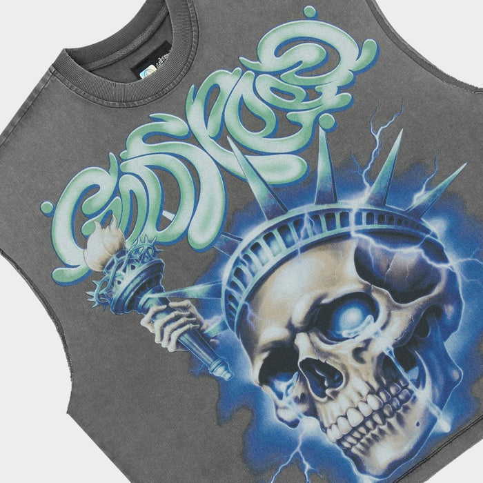 Godspeed- Liberty Tears Sleeveless - Grey Wash
