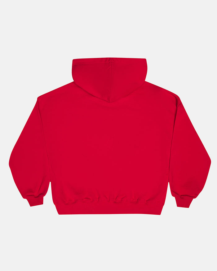GRAFFITI HOODIE RED - red graphic print hoodie, back view - Cold Culture