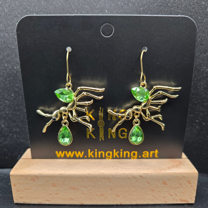 Green Ant Crystal Earrings
