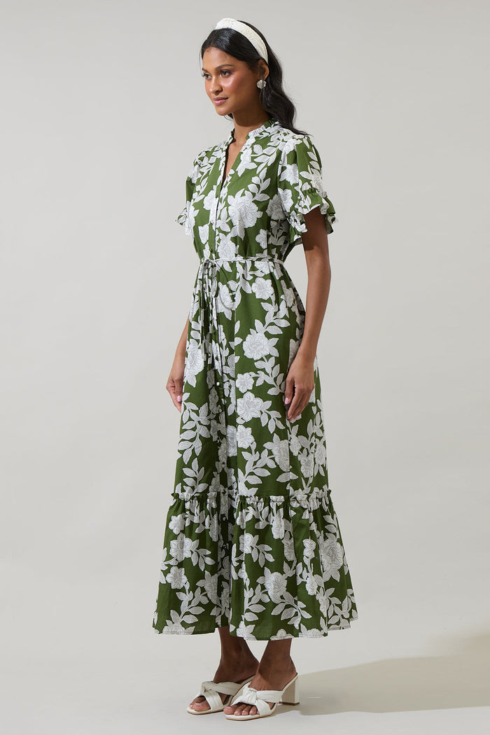 Haizley Floral Alna Button Up Midi Dress