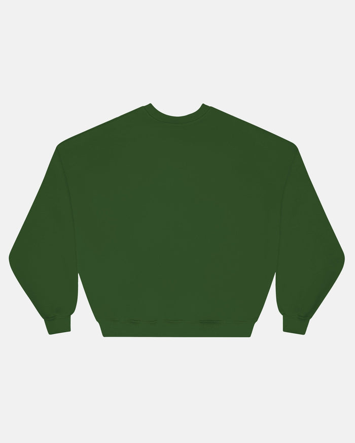 HARPER CREWNECK GREEN & YELLOW - green logo print crewneck sweatshirt, back view - Cold Culture