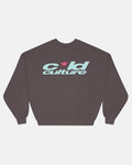 HARPER CREWNECK PURPLE AND BABY BLUE - purple logo print crewneck sweatshirt, front view - Cold Culture
