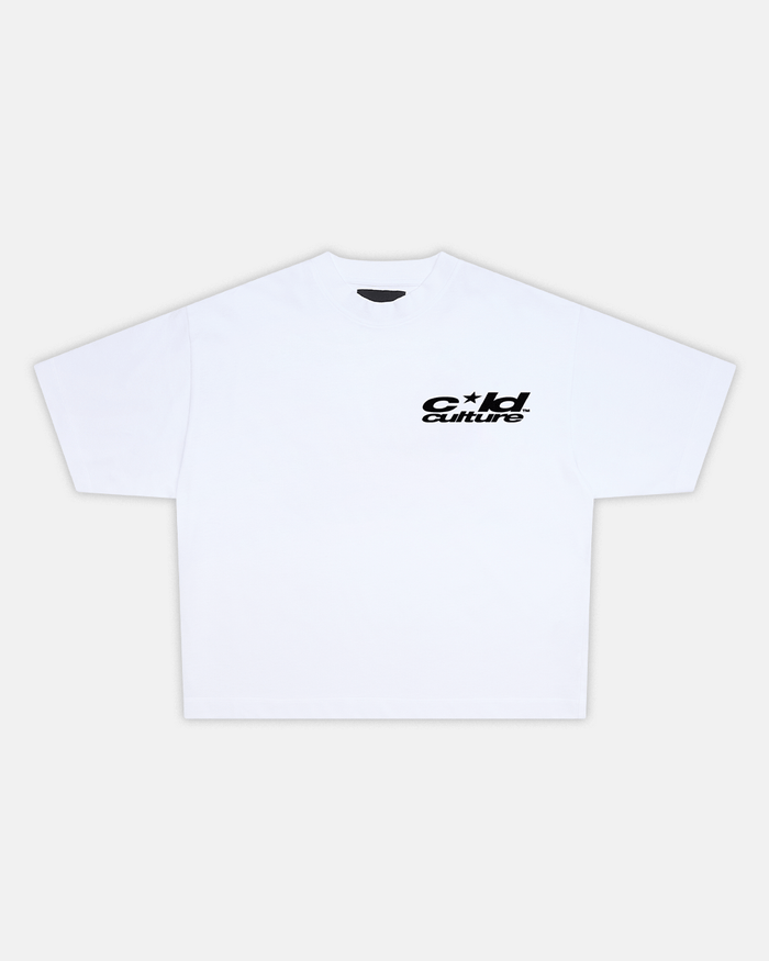 HEART ASHTRAY TEE WHITE - white graphic print tee, front view - Cold Culture