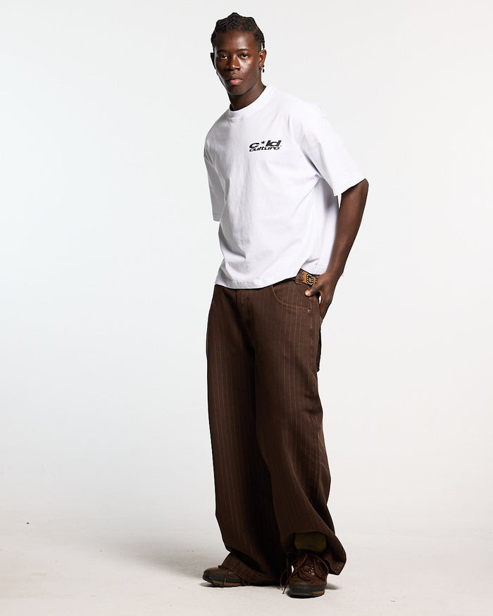 HEART ASHTRAY TEE WHITE - white graphic print tee, front view on male model - Cold Culture #man