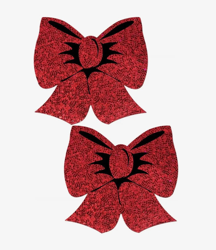 Holographic Red Bows Nipple Pasties - Intimate Whispers