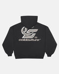 HYPERCHROME HOODIE BLACK - black oversized hoodie, back view - Cold Culture
