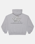 HYPERCHROME HOODIE PEARL GREY - pearl grey graphic print hoodie, back view - Cold Culture