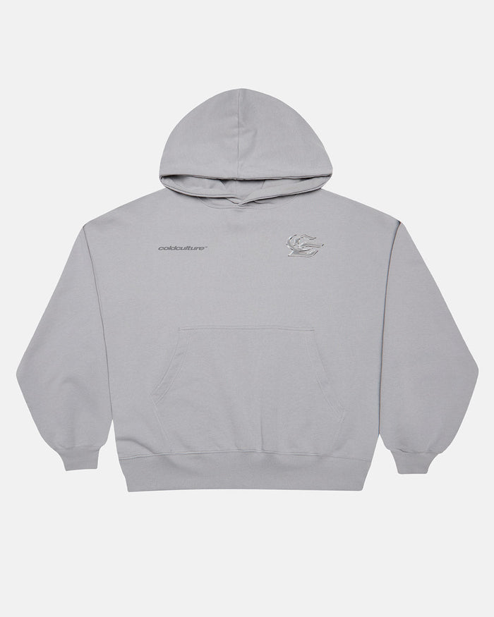 HYPERCHROME HOODIE PEARL GREY - pearl grey graphic print hoodie, front view - Cold Culture