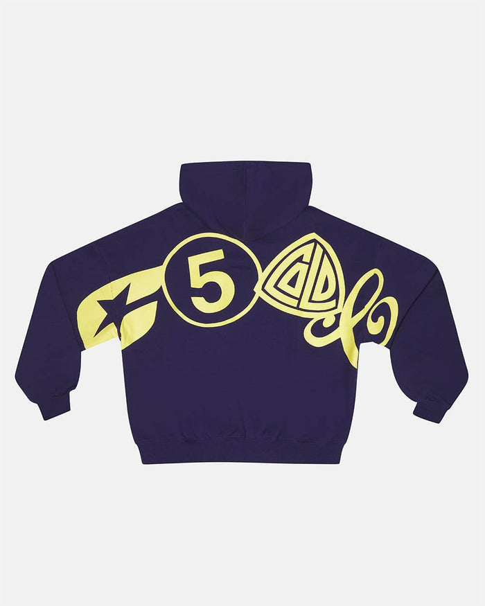 ICONIC COLD HOODIE NAVY BLUE - navy blue graphic print hoodie, back view - Cold Culture