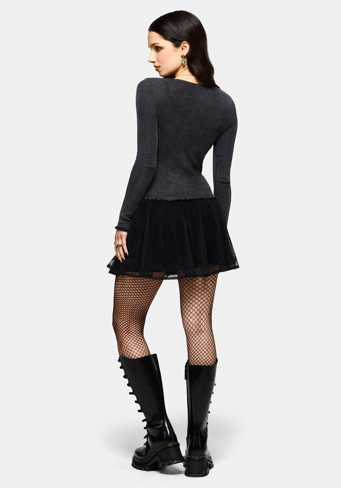 Lucera Long Sleeve Pointelle Scoop Neck Top
