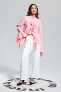 Mandy Ruffle Split Asymmetric Top