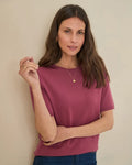 Merino Short Sleeve Crew Jumper - Rosewood
