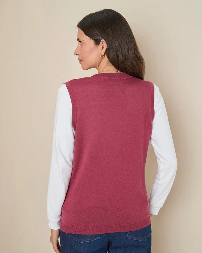Merino Waistcoat - Rosewood