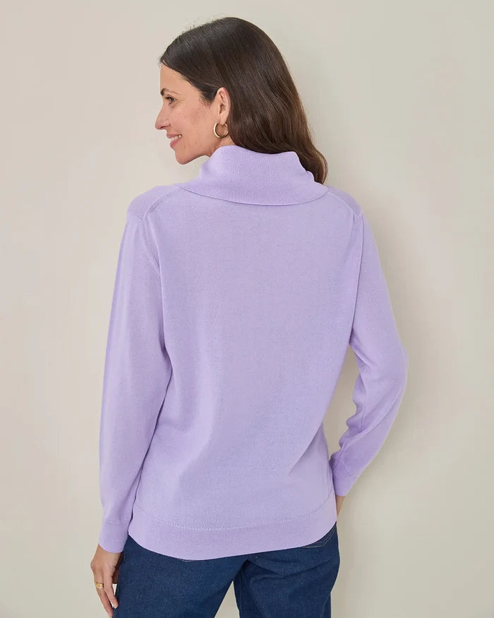 Merino Wool Cowl Neck Jumper - Amethyst