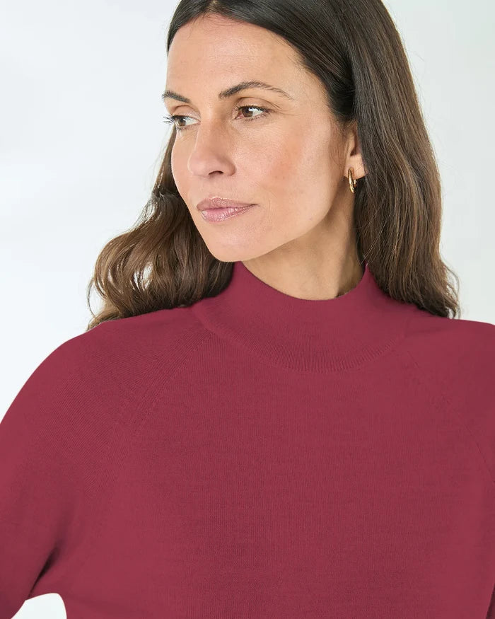 Merino Wool Turtle Neck Jumper - Rosewood