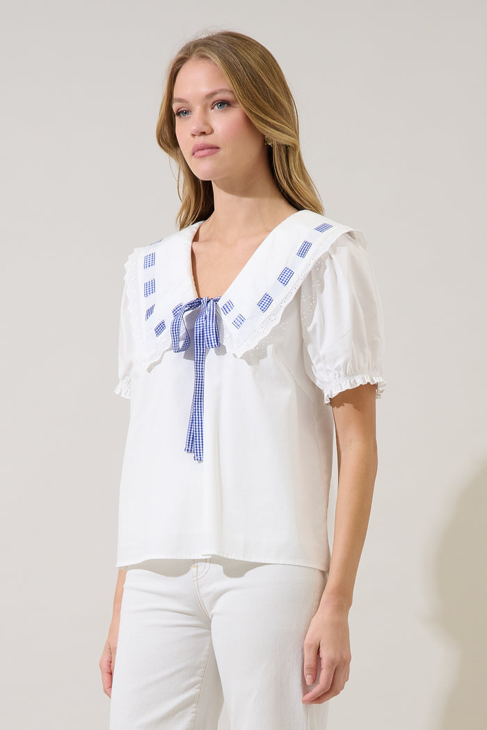 Miriam Gingham Sailor Top