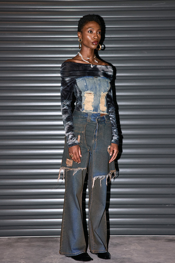Mishka Asymmetric Fringe Jeans