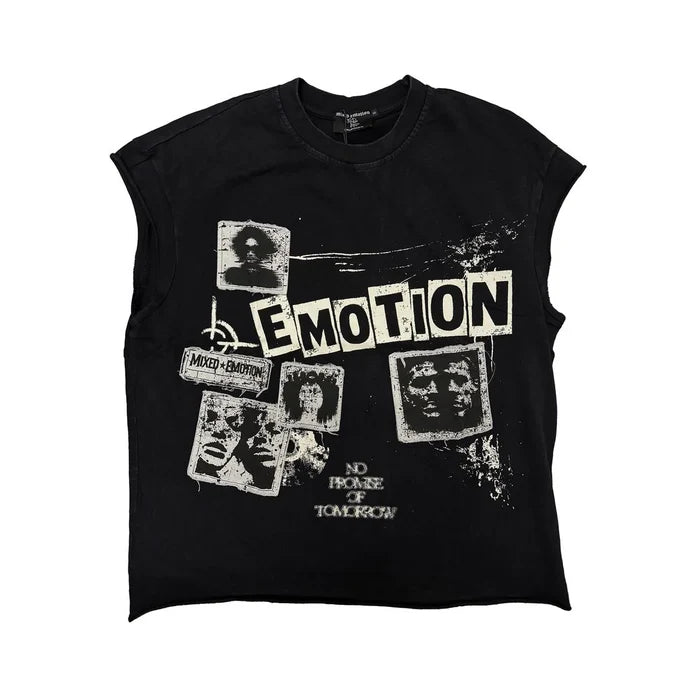 Mixed Emotion - Newspaper Sleeveless Tee -