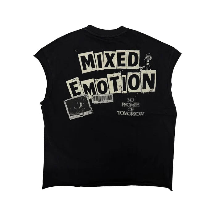 Mixed Emotion - Newspaper Sleeveless Tee -