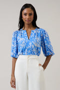 Odella Floral Cerry Pleated Top