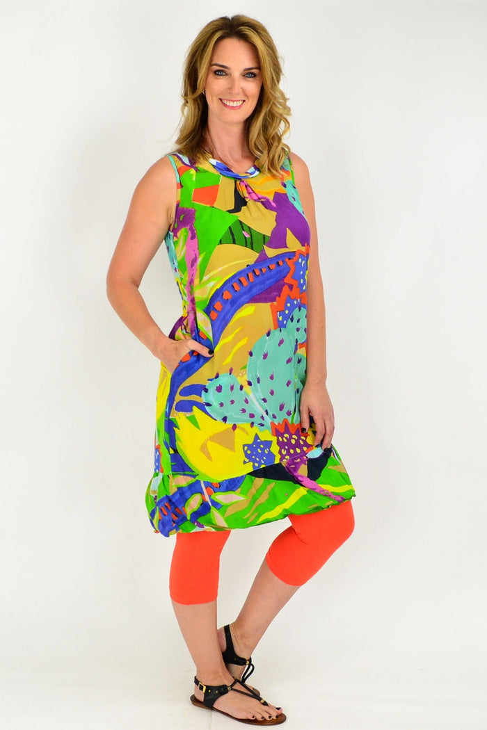 Orientique Palermo sleeveless tunic dress with roll neck collar, lightweight and comfortable for casual wear.