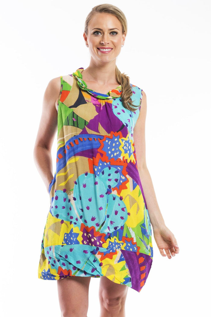 Orientique Palermo sleeveless tunic dress with a roll neck in soft, flowing fabric, designed for a relaxed, stylish look.