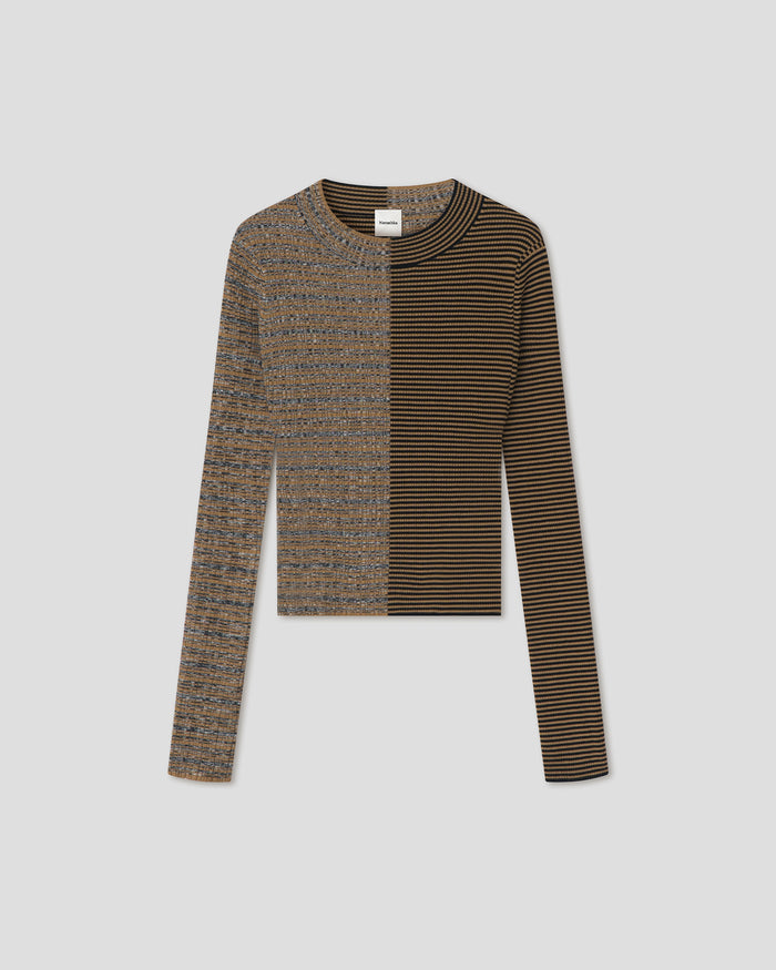 Perrie - Turtleneck top - Curry Stripe/Spacedye