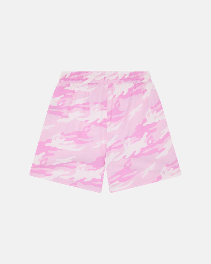 PINK CAMO SWIM SHORT - pink camo swim shorts, back view - Cold Culture