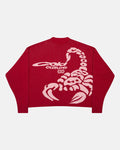 POISON KNIT RED AND SALMON - red graphic print knit sweater, front view - Cold Culture