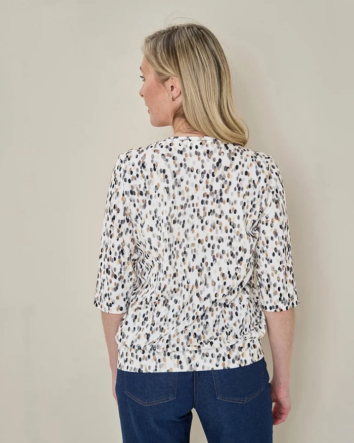 Printed Pure Cotton 3/4 Sleeve Blouson Top - Lily